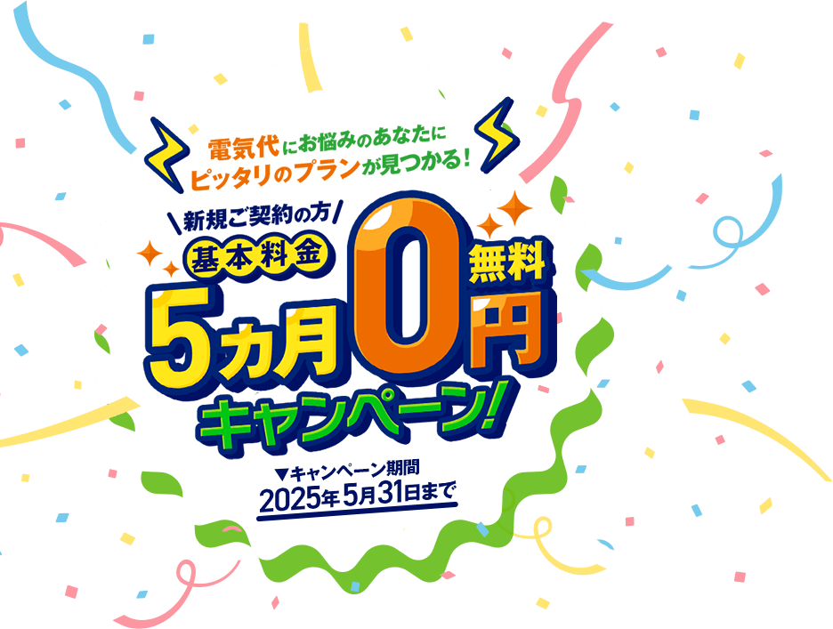 新規ご契約の方 基本料金5カ月0円キャンペーン！ キャンペーン期間2025年5月31日まで