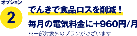 オプション2 でんきで食品ロスを削減！ 毎月の電気料金に＋960円/月