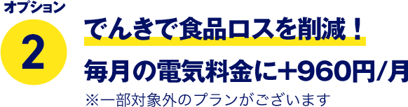 オプション2 でんきで食品ロスを削減！ 毎月の電気料金に＋960円/月